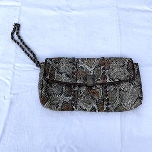 Gently Used Jessica Simpson Brown Snakeskin Clutch